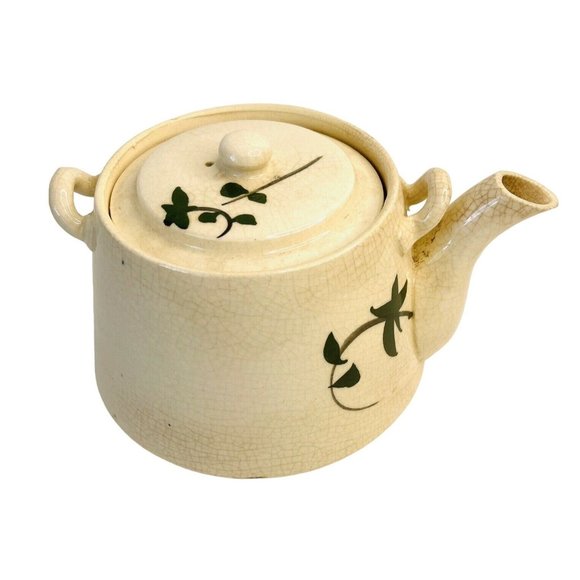 Vintage Japanese Teapot Hand Painted Flowers 4" Tall Very Old - Picture 3 of 7